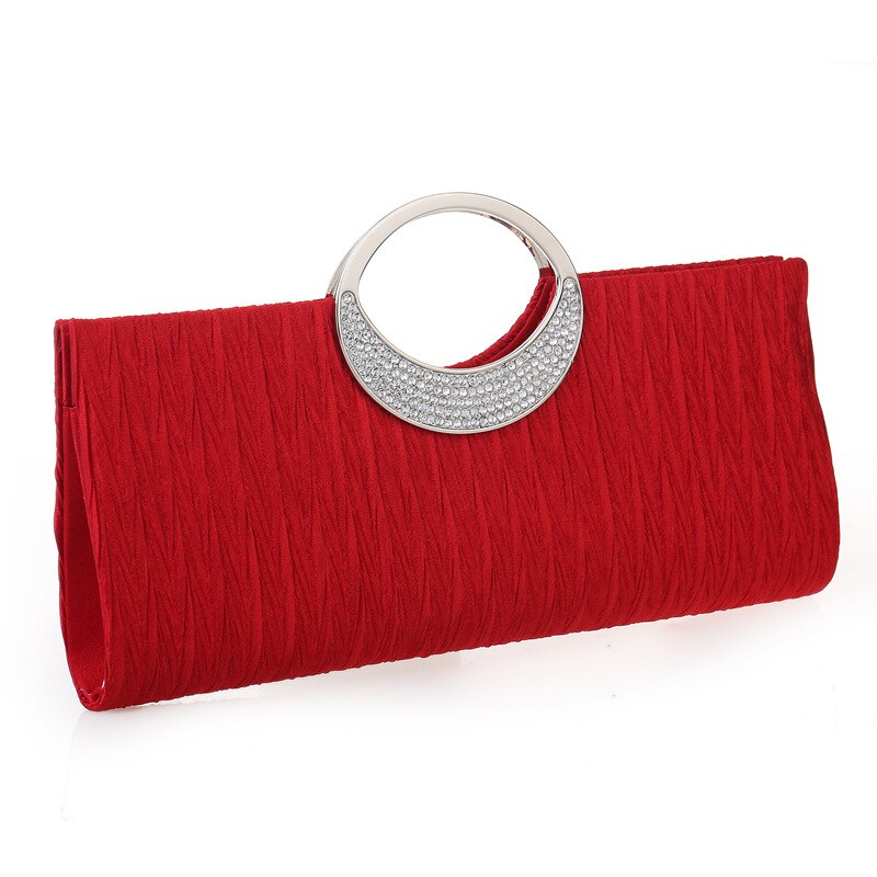 Luxury Evening Clutch Bags Fashion Rhinestone Satin Pleated Women Evening Bag Wedding Party Handbag Clutches Purse Bolsos Mujer