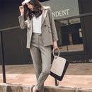 BGTEEVER Women Trousers Suit Casual Buttons Jacket & High Waist Pencil Pant Female 2 Pieces Blazer Set Elegant Pant Suit Women