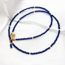 Lii Ji Lab-Created Sapphire 2mm 925 Sterling Silver 18K Gold Plated Choker Sparkling Necklace Delicate Jewelry Female Necklace