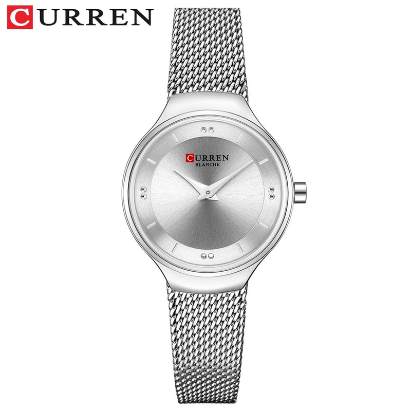 Elegante Damenuhren CURREN Mode Quarz Edelstahl Mesh Uhr Weibliche Einfache Armbanduhr für Damen Uhr reloj mujer