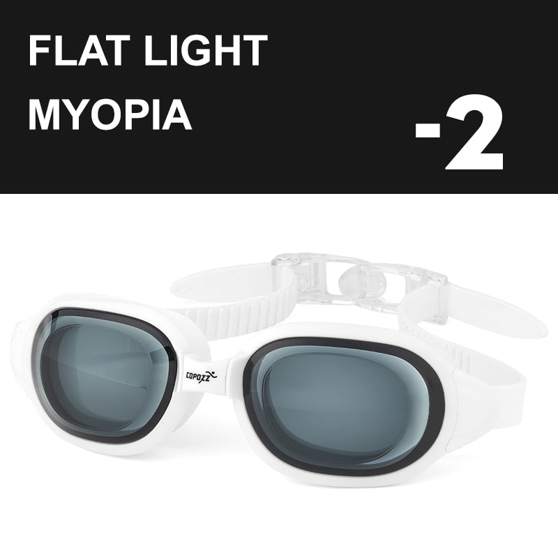 COPOZZ Gafas de natación Miopía 0 -1.5 a -7 Hombres Mujeres Anti niebla Protección UV Gafas de natación impermeables Dioptrías Gafas de natación