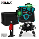 HILDA Laser Level 12 Lines 3D Level Selbstnivellierend 360 horizontales und vertikales Kreuz Super leistungsstarker grüner Laser Level