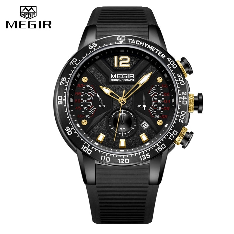 2022 New MEGIR Watch Men Luxury Brand Silicone Sport Chronograph Quartz Clock Mens Watches Waterproof Date Military Wrist Watch