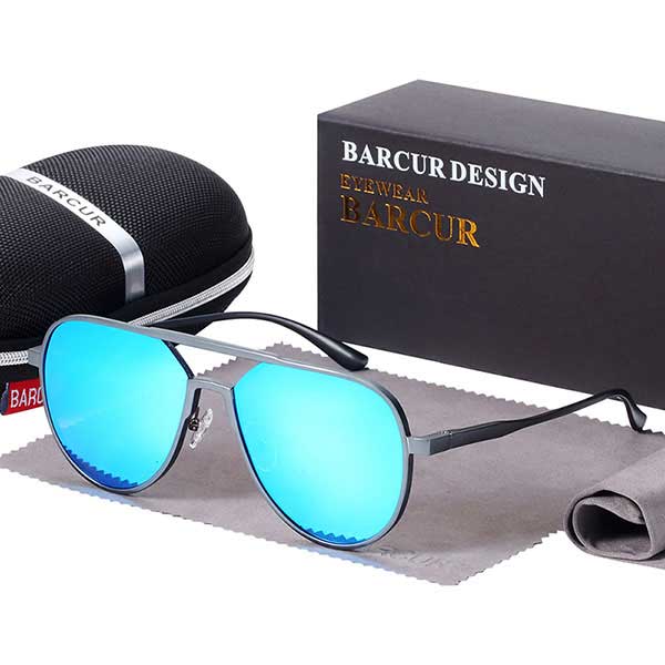 BARCUR  Oversize Aluminium Sunglasses Men Polarized Trending Styles Sun glasses Male Anti-Reflective oculos With Box Gift