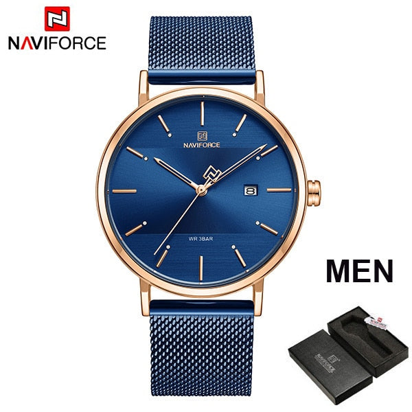 NAVIFORCE Couple Watch Luxury Quartz Mens Watch Women Simple Wristwatch Clock for Male Female Waterproof Lovers Gift Watch 2019