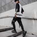 2020 primavera Hip Hop Joggers hombres negro Harem pantalones multibolsillo cintas hombre pantalones de chándal Streetwear Casual hombres pantalones M-3XL