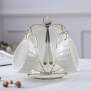 Juego de tazas de café de calabaza romántica rosa de 1 a 6 uds, accesorios de cocina, organizador de tazas de té de cerámica de hueso de China, té rojo de la tarde en inglés