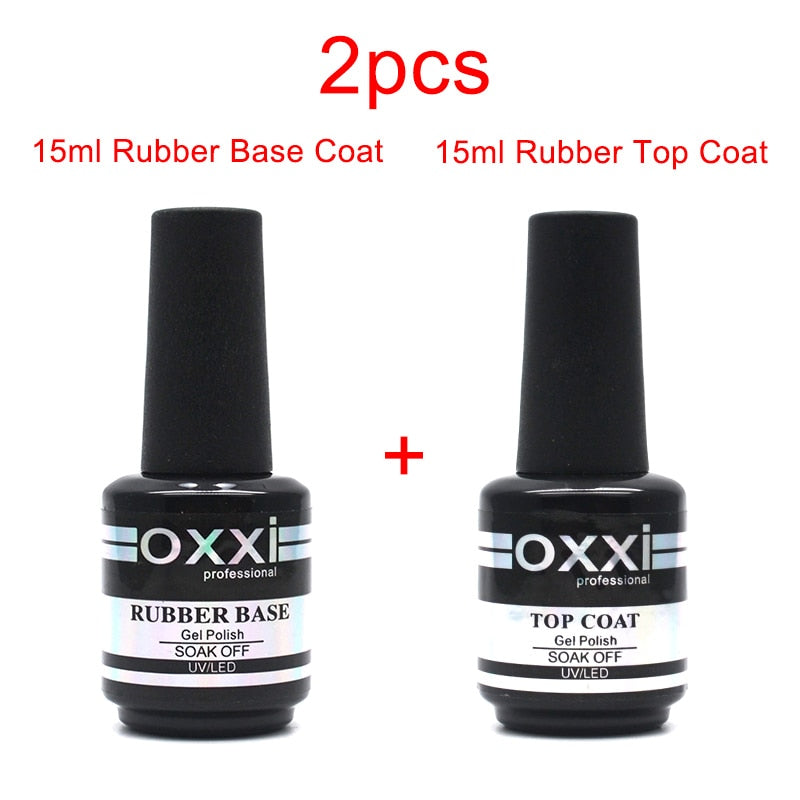 oxxi Latest 15ml Nail Rubber Base Coat Semi Permanant UV Gel Varnishes Primer for Nails Matte Top Coat Nail Art Base Top Gellak