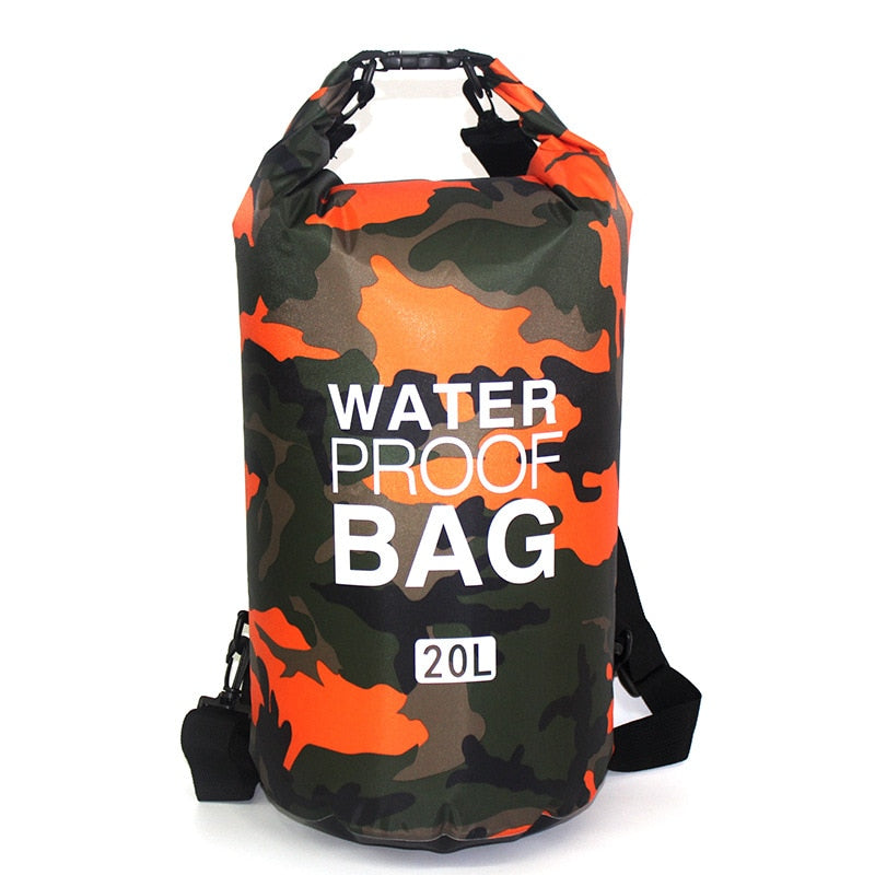 PVC Camouflage Waterproof Backpack Portable Outdoor Sport Rafting Bag River Tracing Swiming Bucket Dry Bag 2L 5L 10L 15L 20L 30L