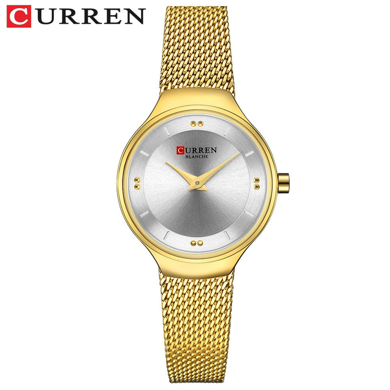 Elegant Women Watches CURREN Fashion Quartz Stainless Steel Mesh Watch Female Simple Wristwatch for Ladies Clock reloj mujer