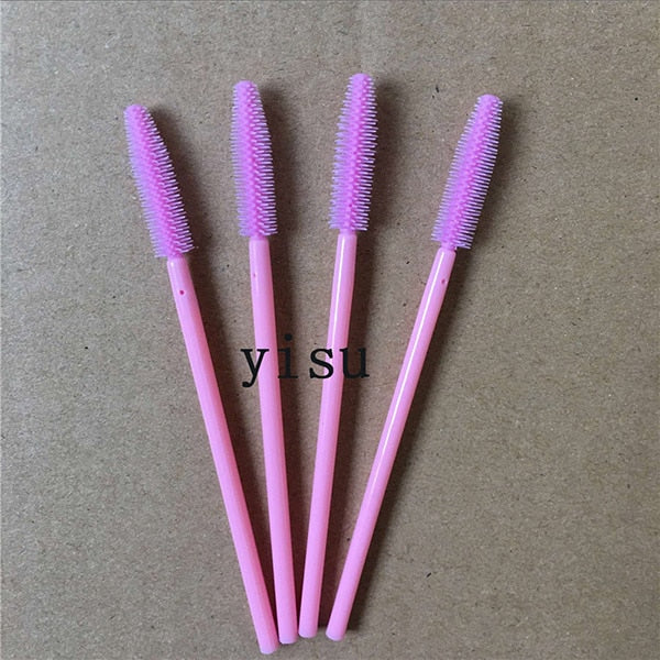 200 pcs/lot Silicone Eyelashes Brushes Mix Colors Disposable Mascara Wands Lashes Makeup Brushes For Eyelash Extension