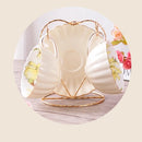 Juego de tazas de café de calabaza romántica rosa de 1 a 6 uds, accesorios de cocina, organizador de tazas de té de cerámica de hueso de China, té rojo de la tarde en inglés