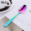 Cucharas de té de 8 Uds., cuchara de café de acero inoxidable, minicuchara dorada creativa, juego de vajilla colorida para postre, cuchara para helado para fiesta