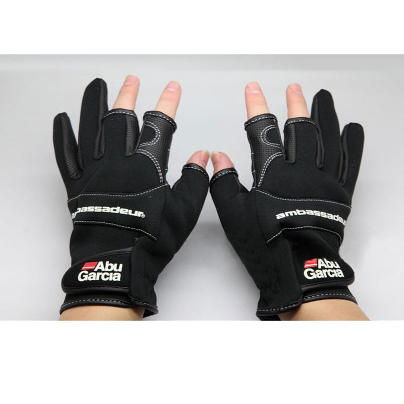 leather gloves for fishing glove three figner High-quality Aub Garcia fabrics Comfort Anti-Slip Fishing fingerless gloves