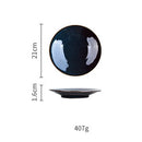 Single Dim Deep Blue Color Ceramic Tableware European Retro Glazed Dinnerware Pottery Porcelain Dish Plate Household Rice Dish