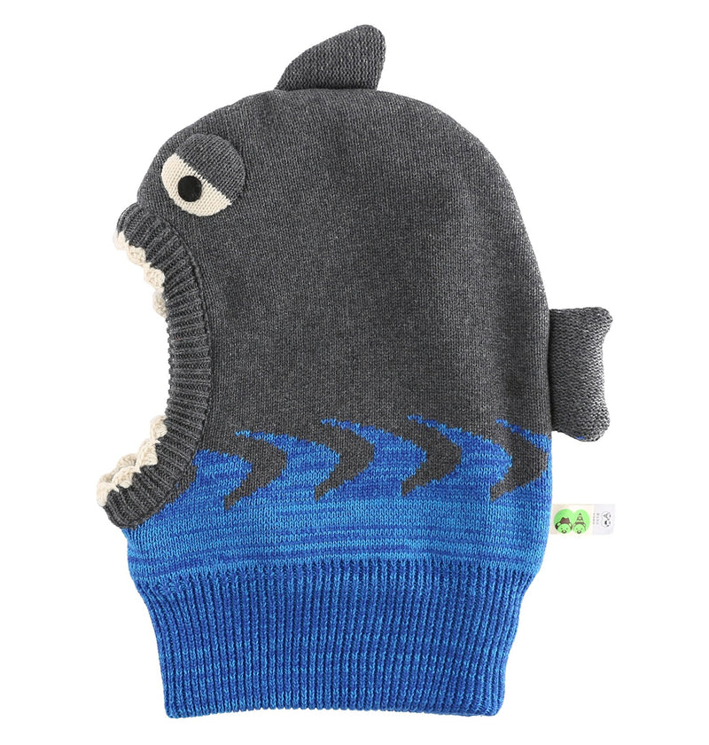 Connectyle Toddler Infant Boys Girls Knit Winter Warm Hats Cute Cartoon Shark Fleece Lined Hood Scarf Beanies Hat For Kids