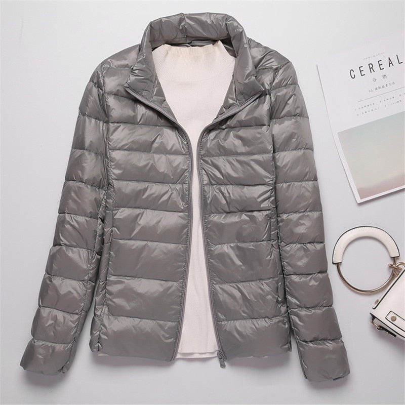 2022 Herbst Winter Frauen Leichte Weiße Ente Daunenjacke Parka Weibliche Ultraleichte Daunenmantel Warme Puffer Outwears Kurze Tops