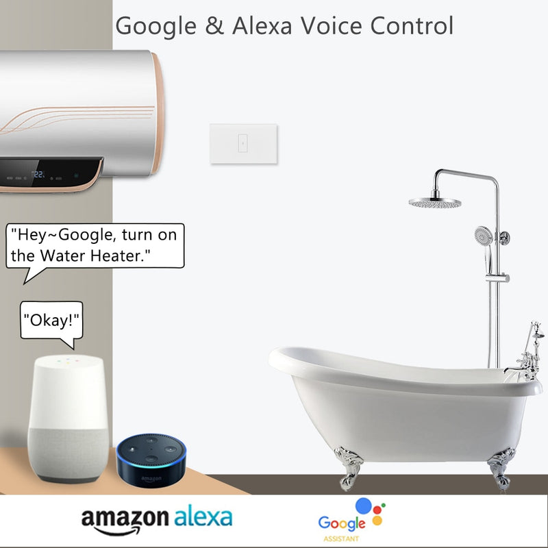 Tuya Smart Life WiFi Caldera Calentador de agua Interruptor NUEVO 4400W, Programación del temporizador de la aplicación ON OFF, Control de voz Google Home, Alexa Echo Dot