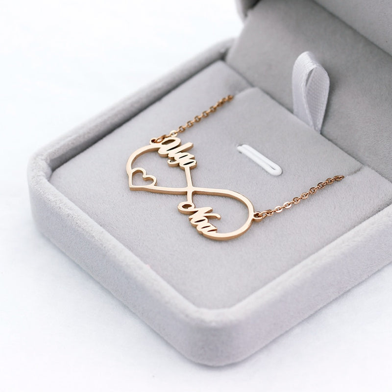 Color Personalized Infinity Name Necklace With Heart Custom Couple Letter Pendant Stainless Steel Jewelry Best Friend Gifts