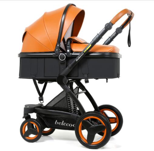 Envío rápido y gratuito Belecoo Luxury Baby Stroller 2 en 1 Carriage High Landscape Pram Suite para acostarse y sentarse en 2021