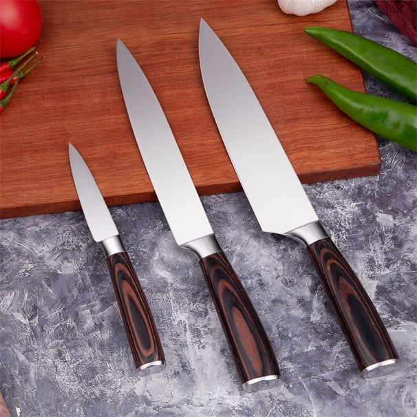 Mokithand Küchenmesser-Set Professionelle japanische Kochmesser 7CR17 High Carbon Edelstahl Fleisch Santoku Schälmesser