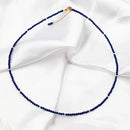 Lii Ji Lab-Created Sapphire 2mm 925 Sterling Silver 18K Gold Plated Choker Sparkling Necklace Delicate Jewelry Female Necklace
