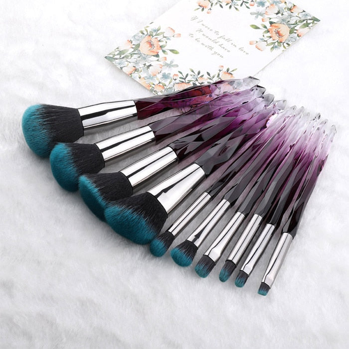 FLD Diamond makeup brushes Set Cosmetic Blush brush Powder Foundation Brush Eye Shadow Lip Eyebrow  Makeup Kit Brushes