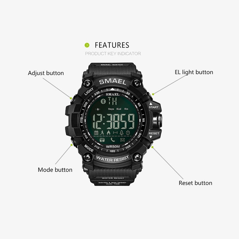 Relojes cronógrafo SMAEL para hombre, reloj deportivo para hombre, reloj militar del ejército, reloj Digital LED multifunción resistente al agua para hombre