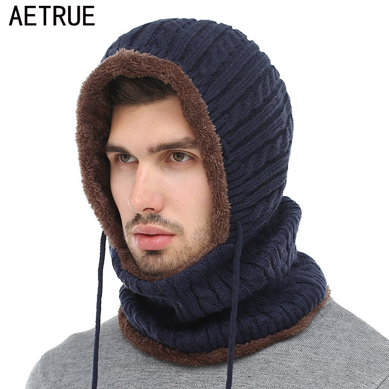 AETRUE Winter Knitted Hat Beanie Men Beany Skullies Beanies Winter Hats For Women Men Caps Gorras Bonnet Mask Brand Hats 2019