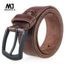 MEDYLA brand mens belt high quality natural genuine leather belts for men hard metal matte black pin buckle real leather belt