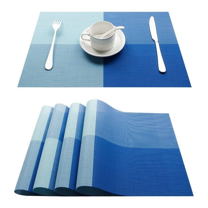 Set of 4 Table Placemats for Dining Table Woven Mats Non-slip Place Mats Set Cup Coaster Plastic Napkins for Kitchen and Home