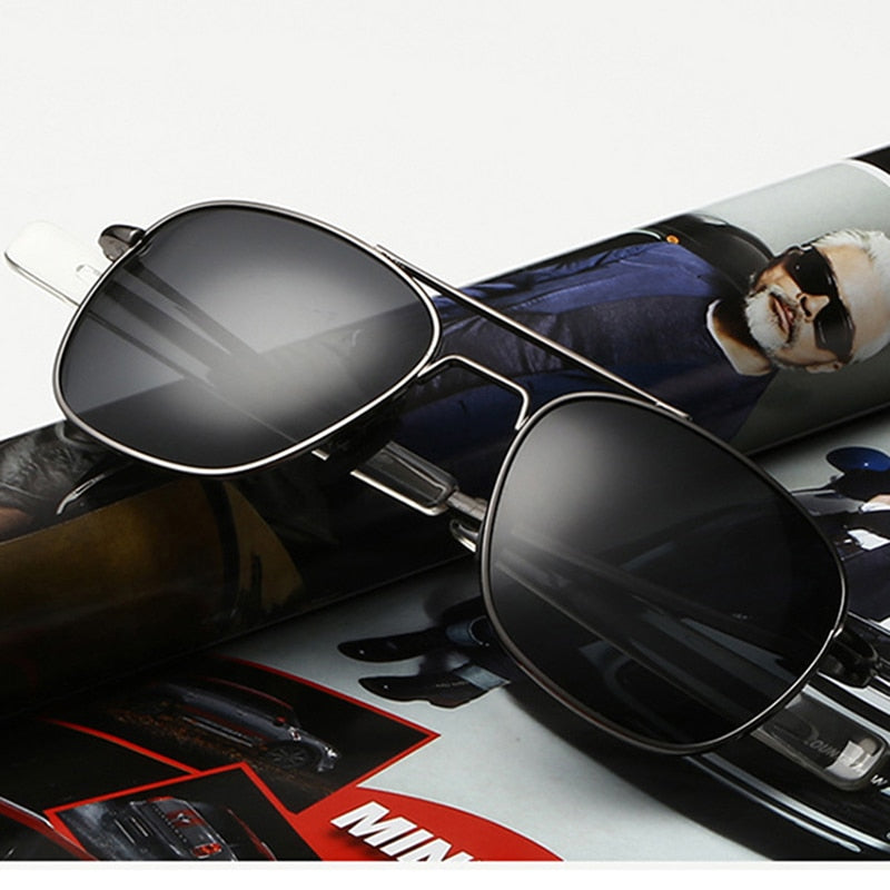 Moda negro ejército americano militar polarizado piloto gafas de sol para hombre marca americana gafas de sol polarizadas ópticas Oculos De Sol
