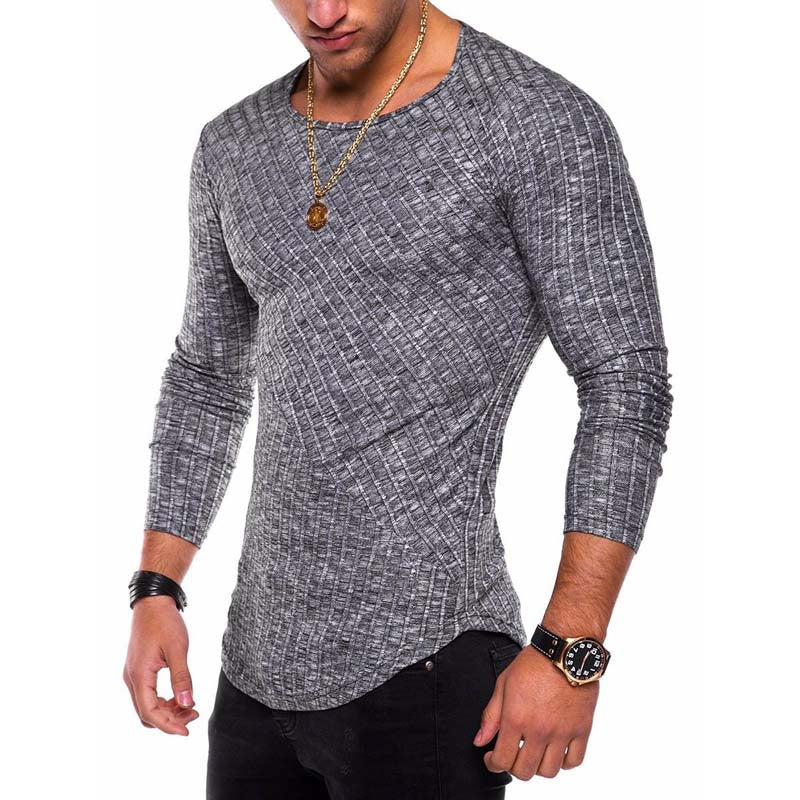 Suéter ajustado de S-4XL de talla grande para hombre, jersey de punto fino con cuello redondo para primavera y otoño 2021, jerséis informales sólidos para hombre, jerséis para hombre