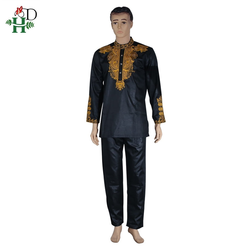 H&amp;D Dashiki Herren Top Pant 2-teiliges Outfit-Set Afrikanische Herrenkleidung 2022 Riche Afrikanische Kleidung für Herren Dashiki Hemd mit Hose