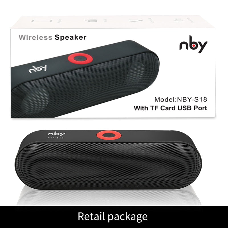 NBY S18 Tragbarer Bluetooth-Lautsprecher mit Dual-Treiber-Lautsprecher, 12 Stunden Spielzeit, kabelloser HD-Audio-Subwoofer-Lautsprecher mit Mikrofon