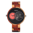 BOBO BIRD Ultra Thin Men Watch Relojes de madera originales 2 Time Zone Display Reloj de pulsera de cuarzo horloges mannen