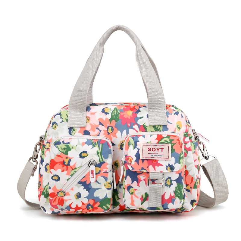 New Multi-layer Nylon Women Shoulder Bags Fashion Simple Grils Handbags Messenger Bags Printed Flowers  Crossbody Bags