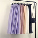 Falda larga de gasa de 3 capas estilo bohemio para mujer, faldas largas elegantes de cintura alta para mujer, faldas largas de playa no transparentes Saia 2021 primavera SK121