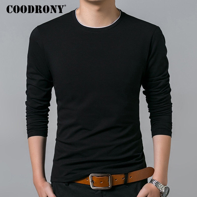 COODRONY T Shirt Men 2019 Autumn Casual All-match Long Sleeve O-Neck T-Shirt Men Brand Clothing Soft Cotton Tee Shirts Tops 8617