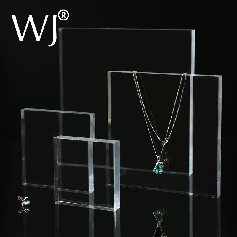 Square Solid Acrylic Display Stand Cabinet Shop Retail Jewellery Watch Art Counter Display Riser Block Clear Black Frosted White