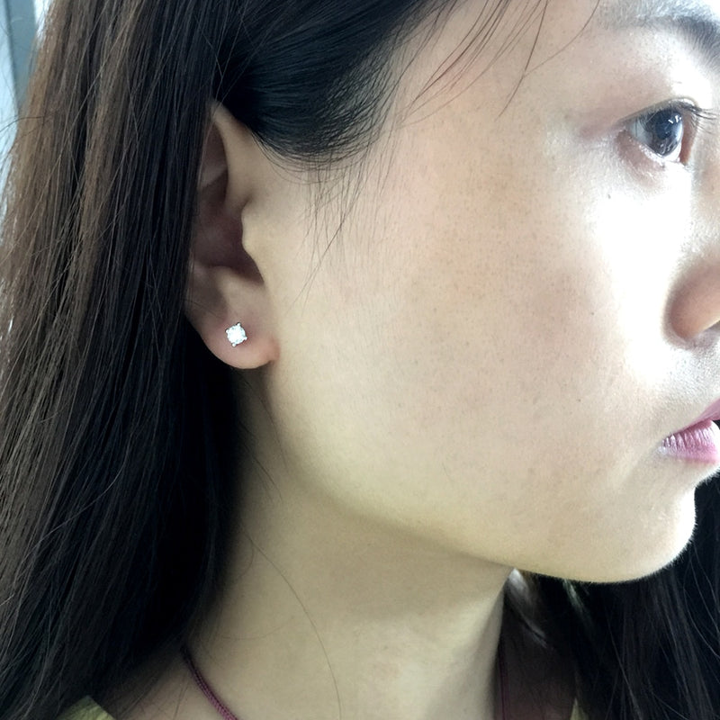 AEAW Moissanite Earrings 3mm And 4mm Diamond Stud Earrings Sterling Silver Classic Lab Diamond 4 Prong Earrings for Women