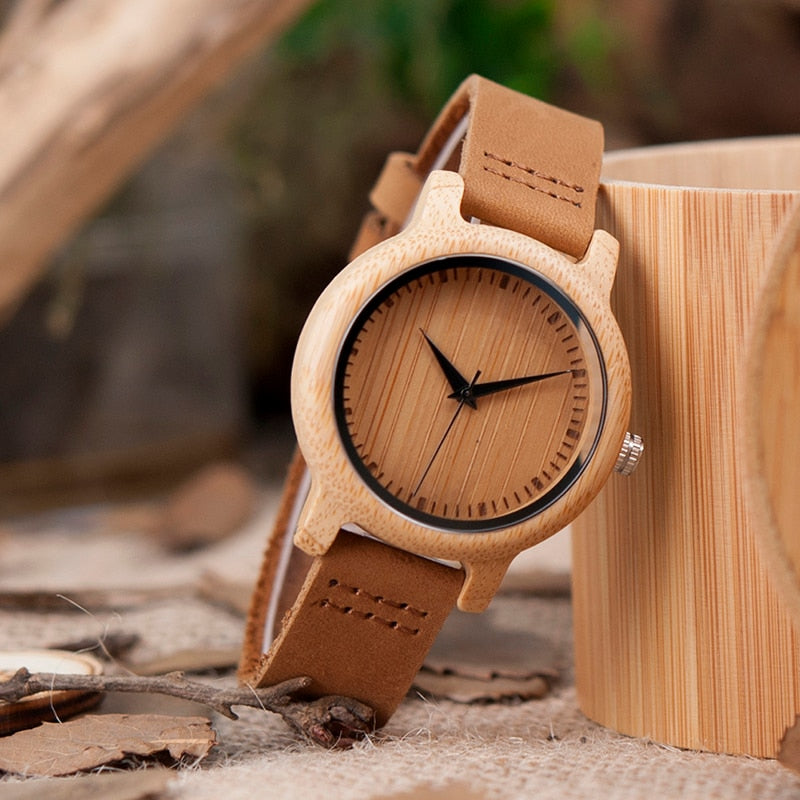 BOBO BIRD Ladies Casual Quartz Watches Natural Bamboo Wristwatch Top Brand Unique Clock For Couple in Gift Box