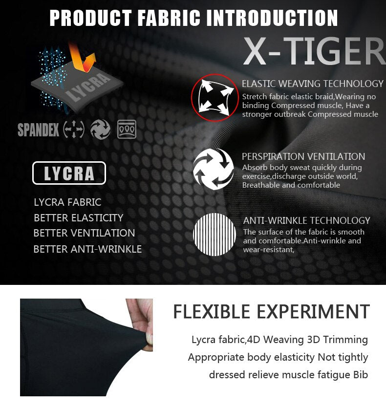 X-TIGER Cycling Shorts Coolmax 5D Gel Pad Shockproof MTB Road Bike Bibs Shorts Ropa Ciclismo Bicycle Shorts For Men