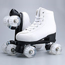 Patines de ruedas de cuero Artificial Japy, Patines de doble línea para mujeres y hombres, zapatos de patinaje de dos líneas para adultos, Patines con PU blanco de 4 ruedas