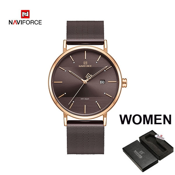 NAVIFORCE Couple Watch Luxury Quartz Mens Watch Women Simple Wristwatch Clock for Male Female Waterproof Lovers Gift Watch 2019