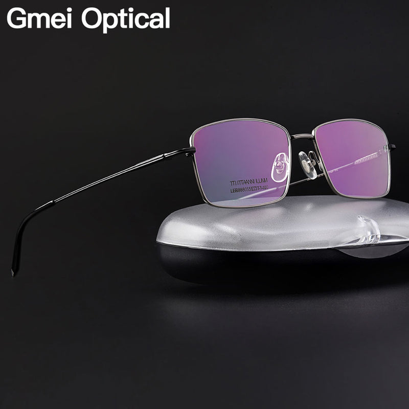 Gmei Optical Ultraleichtes Vollrand-Brillengestell aus reinem Titan für Geschäftsleute Myopie-Lesebrillen LR8980