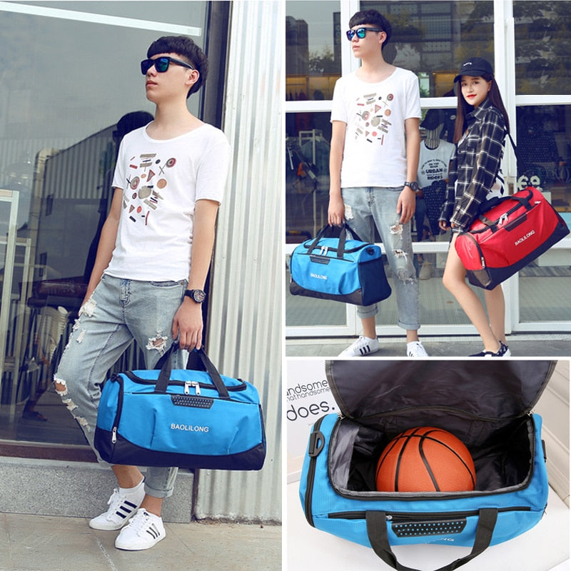 Large Sports Gym Bag With Shoes Pocket Men/Women Outdoor Waterproof Fitness Training Duffle Bag Travel Yoga Handbag