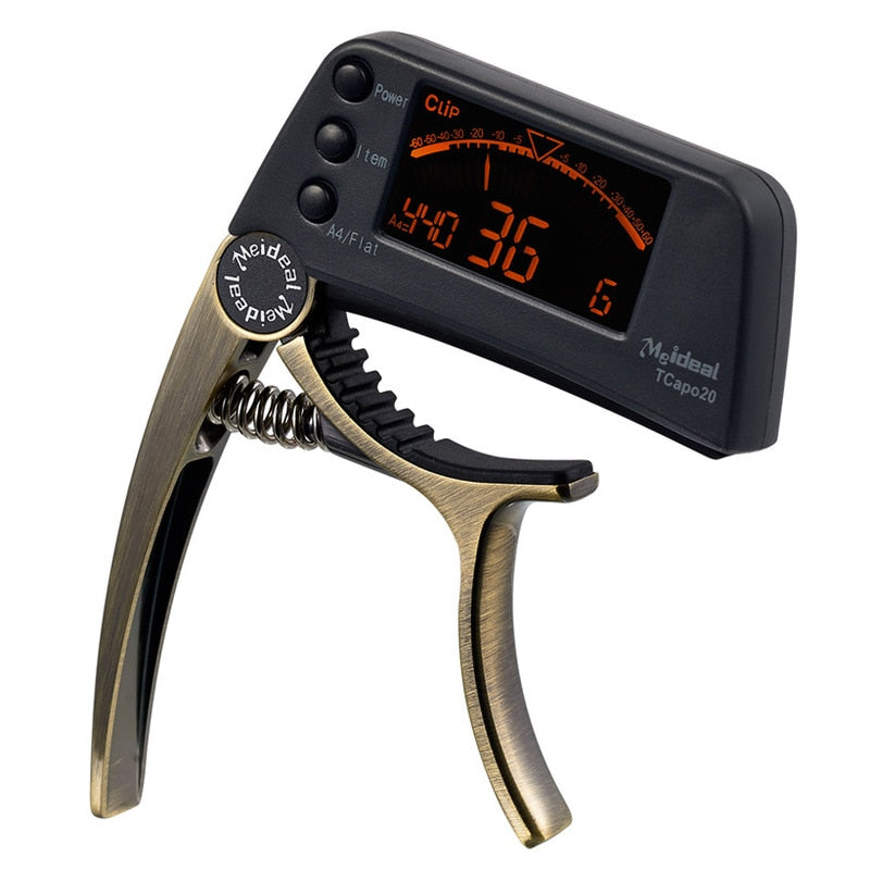 TCapo20 Afinador de guitarra acústica Capo Guitar Capofret 2 en 1 Capo Tuner Metal para guitarra eléctrica Bajo Piezas cromáticas