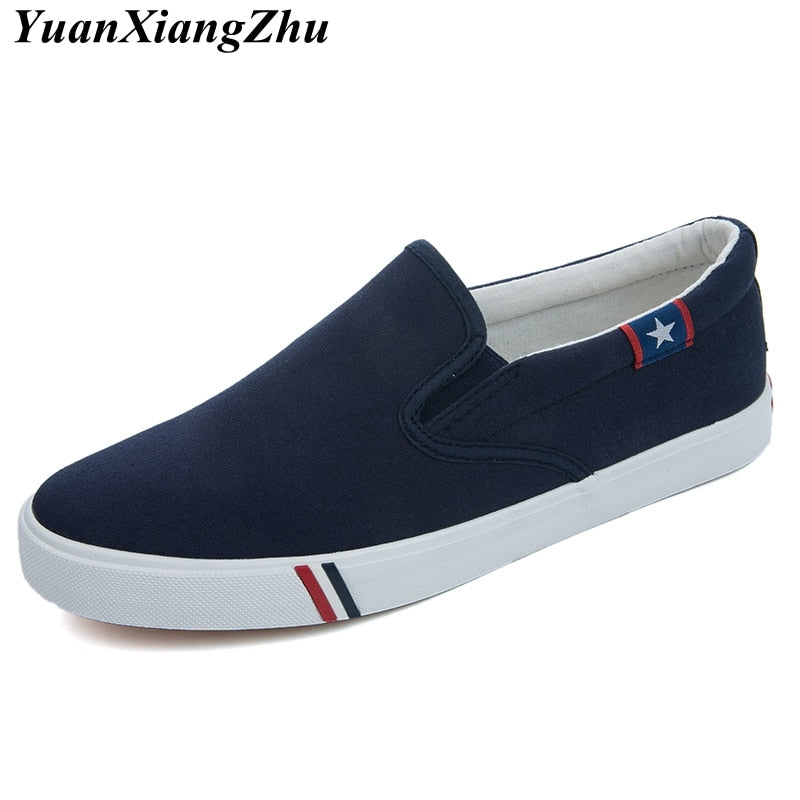 Zapatos de lona para hombre, mocasines casuales simples para hombre, otoño 2019, zapatos vulcanizados cómodos antideslizantes de alta calidad, zapatos planos para hombre, talla 35-47