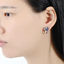 SANTUZZA Silver Earrings For Woman Pure 925 Sterling Silver Blue Pink Star Flower Cubic Zirconia Trendy Fashion Jewelry